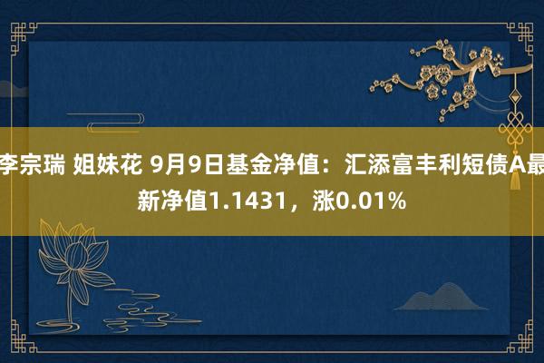 李宗瑞 姐妹花 9月9日基金净值：汇添富丰利短债A最新净值1.1431，涨0.01%