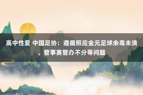 高中性爱 中国足协：遵循照应金元足球余毒未清、管事赛管办不分等问题