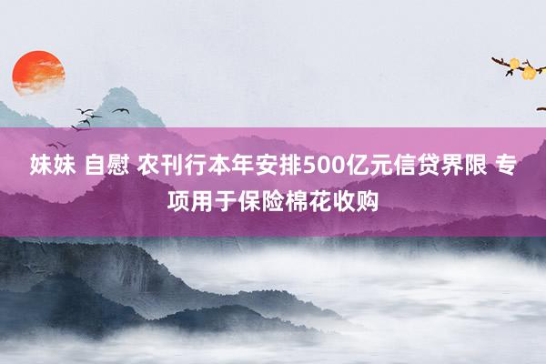 妹妹 自慰 农刊行本年安排500亿元信贷界限 专项用于保险棉花收购