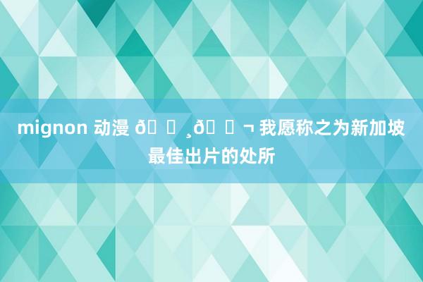 mignon 动漫 🇸🇬 我愿称之为新加坡最佳出片的处所