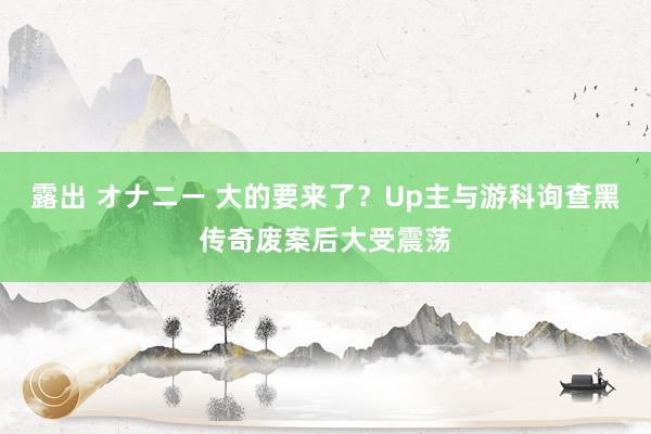 露出 オナニー 大的要来了？Up主与游科询查黑传奇废案后大受震荡