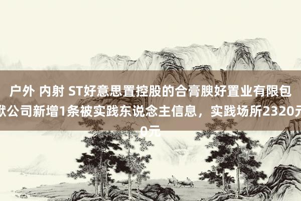 户外 内射 ST好意思置控股的合膏腴好置业有限包袱公司新增1条被实践东说念主信息，实践场所2320元