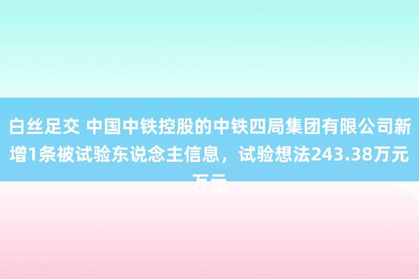 白丝足交 中国中铁控股的中铁四局集团有限公司新增1条被试验东说念主信息，试验想法243.38万元