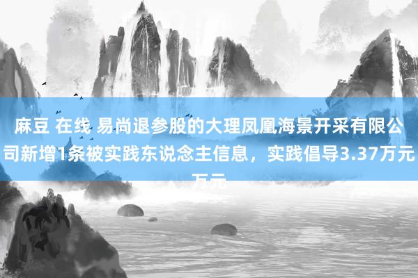 麻豆 在线 易尚退参股的大理凤凰海景开采有限公司新增1条被实践东说念主信息，实践倡导3.37万元