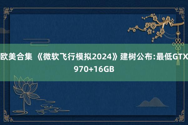 欧美合集 《微软飞行模拟2024》建树公布:最低GTX970+16GB