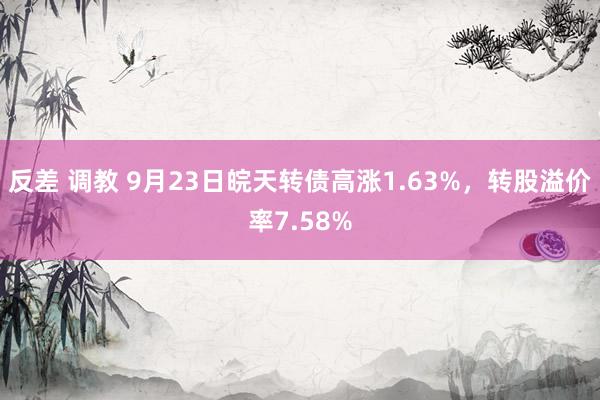 反差 调教 9月23日皖天转债高涨1.63%，转股溢价率7.58%