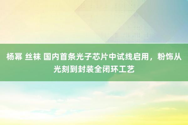 杨幂 丝袜 国内首条光子芯片中试线启用，粉饰从光刻到封装全闭环工艺