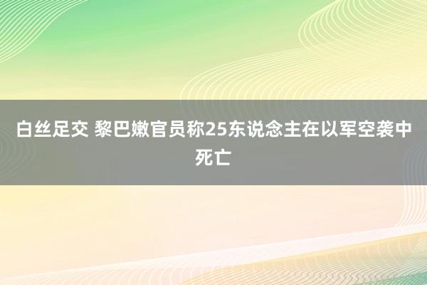 白丝足交 黎巴嫩官员称25东说念主在以军空袭中死亡