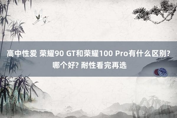 高中性爱 荣耀90 GT和荣耀100 Pro有什么区别? 哪个好? 耐性看完再选