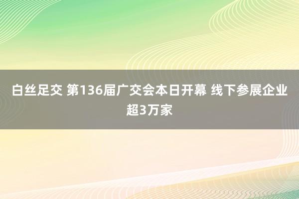 白丝足交 第136届广交会本日开幕 线下参展企业超3万家