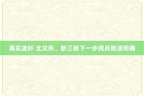 真实迷奸 北交所、新三板下一步阅兵旅途明确