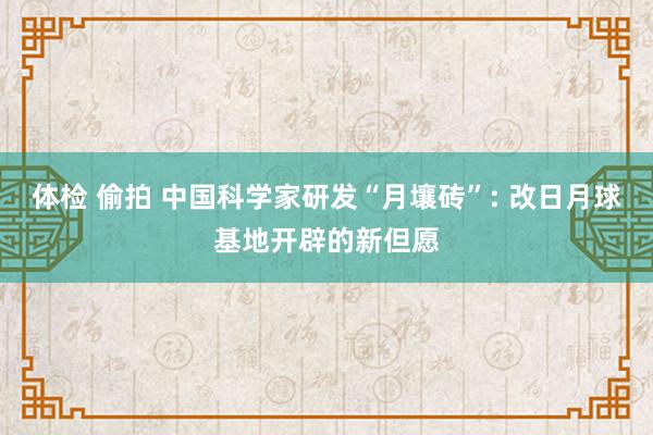 体检 偷拍 中国科学家研发“月壤砖”: 改日月球基地开辟的新但愿