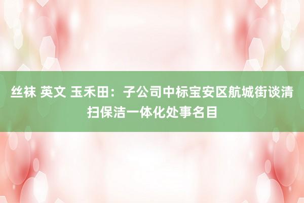 丝袜 英文 玉禾田：子公司中标宝安区航城街谈清扫保洁一体化处事名目