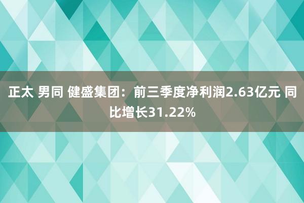 正太 男同 健盛集团：前三季度净利润2.63亿元 同比增长31.22%