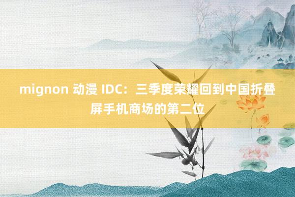 mignon 动漫 IDC：三季度荣耀回到中国折叠屏手机商场的第二位