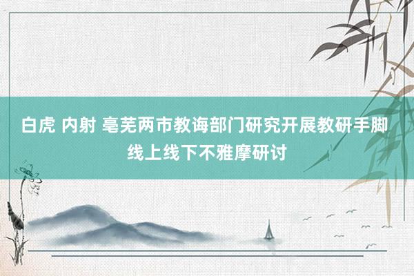 白虎 内射 亳芜两市教诲部门研究开展教研手脚 线上线下不雅摩研讨