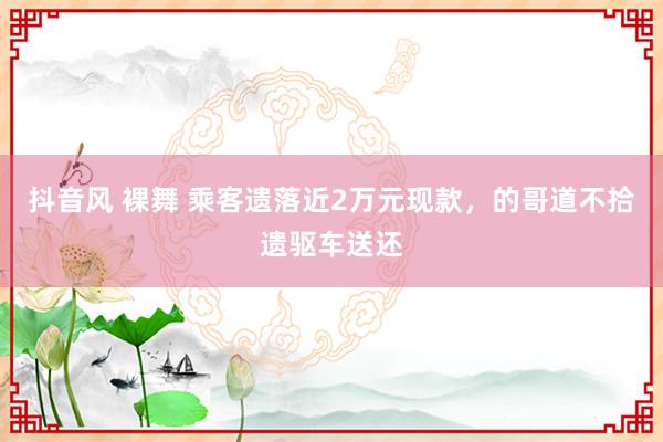 抖音风 裸舞 乘客遗落近2万元现款，的哥道不拾遗驱车送还