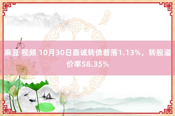 麻豆 视频 10月30日嘉诚转债着落1.13%，转股溢价率58.35%