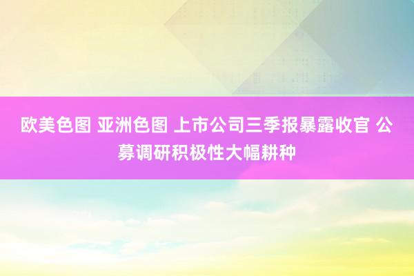 欧美色图 亚洲色图 上市公司三季报暴露收官 公募调研积极性大幅耕种