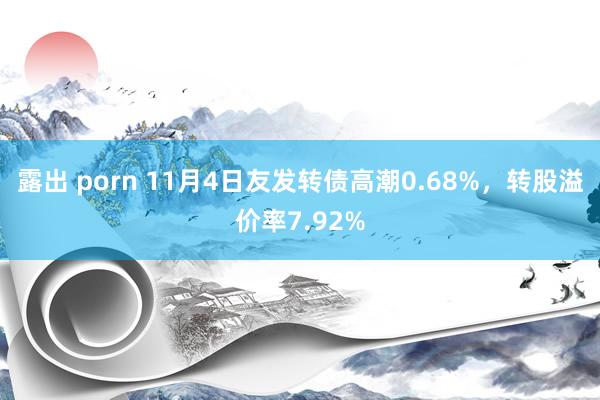 露出 porn 11月4日友发转债高潮0.68%，转股溢价率7.92%