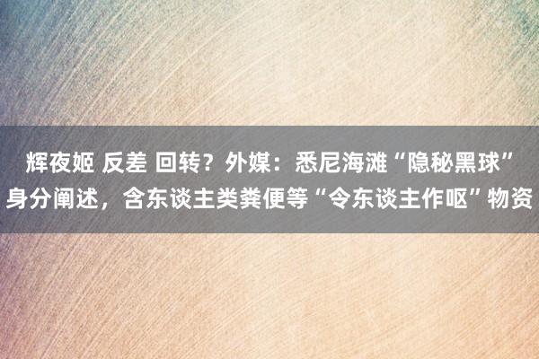 辉夜姬 反差 回转？外媒：悉尼海滩“隐秘黑球”身分阐述，含东谈主类粪便等“令东谈主作呕”物资