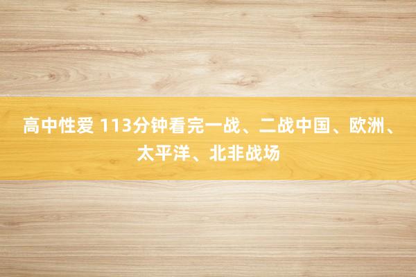 高中性爱 113分钟看完一战、二战中国、欧洲、太平洋、北非战场