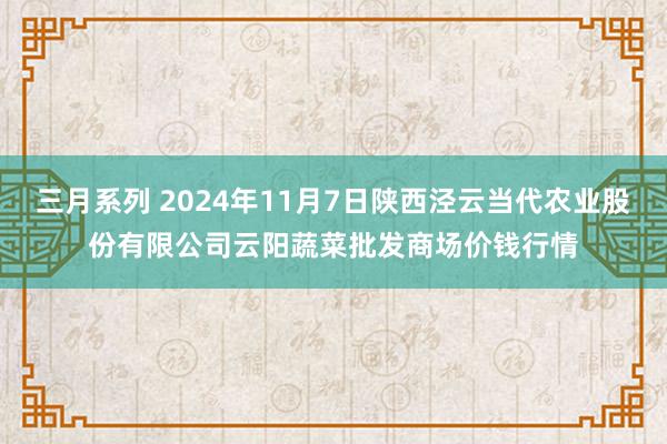 三月系列 2024年11月7日陕西泾云当代农业股份有限公司云阳蔬菜批发商场价钱行情