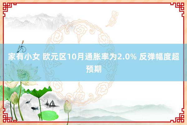 家有小女 欧元区10月通胀率为2.0% 反弹幅度超预期