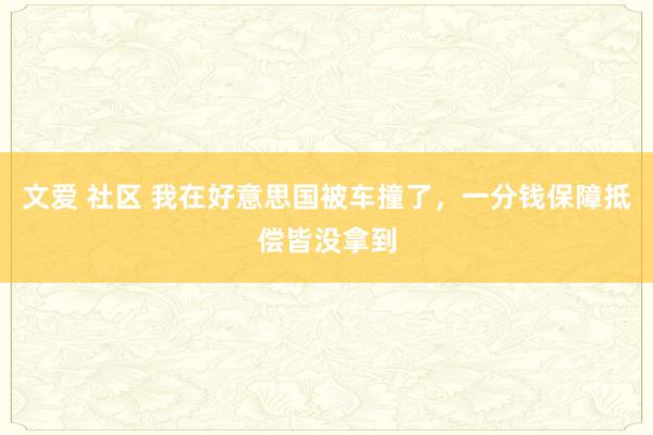 文爱 社区 我在好意思国被车撞了，一分钱保障抵偿皆没拿到