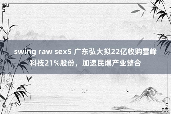 swing raw sex5 广东弘大拟22亿收购雪峰科技21%股份，加速民爆产业整合