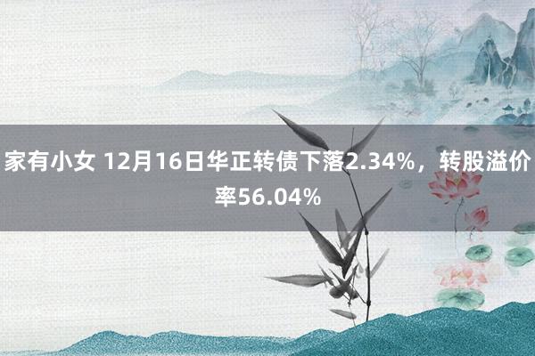 家有小女 12月16日华正转债下落2.34%，转股溢价率56.04%