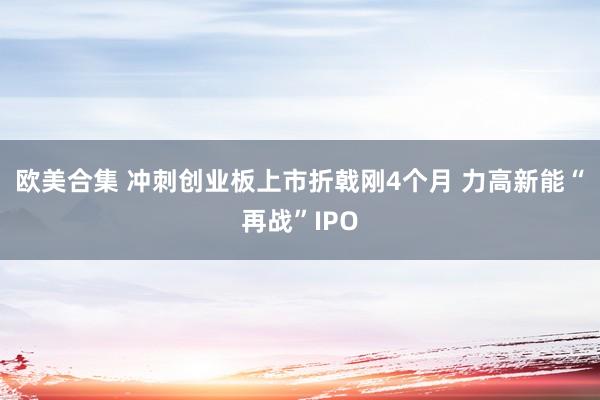 欧美合集 冲刺创业板上市折戟刚4个月 力高新能“再战”IPO