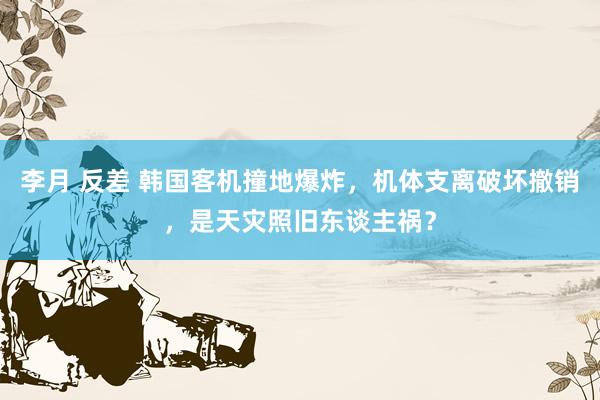 李月 反差 韩国客机撞地爆炸，机体支离破坏撤销，是天灾照旧东谈主祸？