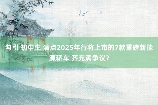 勾引 初中生 清点2025年行将上市的7款重磅新能源轿车 齐充满争议？