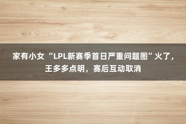 家有小女 “LPL新赛季首日严重问题图”火了，王多多点明，赛后互动取消