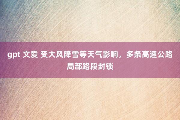 gpt 文爱 受大风降雪等天气影响，多条高速公路局部路段封锁